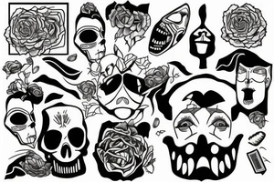 The face of the suffocating man in the package is a gloomy tattoo tattoo idea
