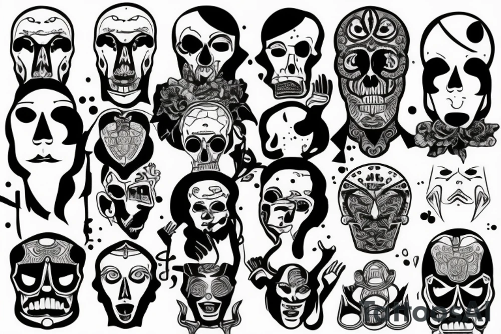 The face of the suffocating man in the package is a gloomy tattoo tattoo idea