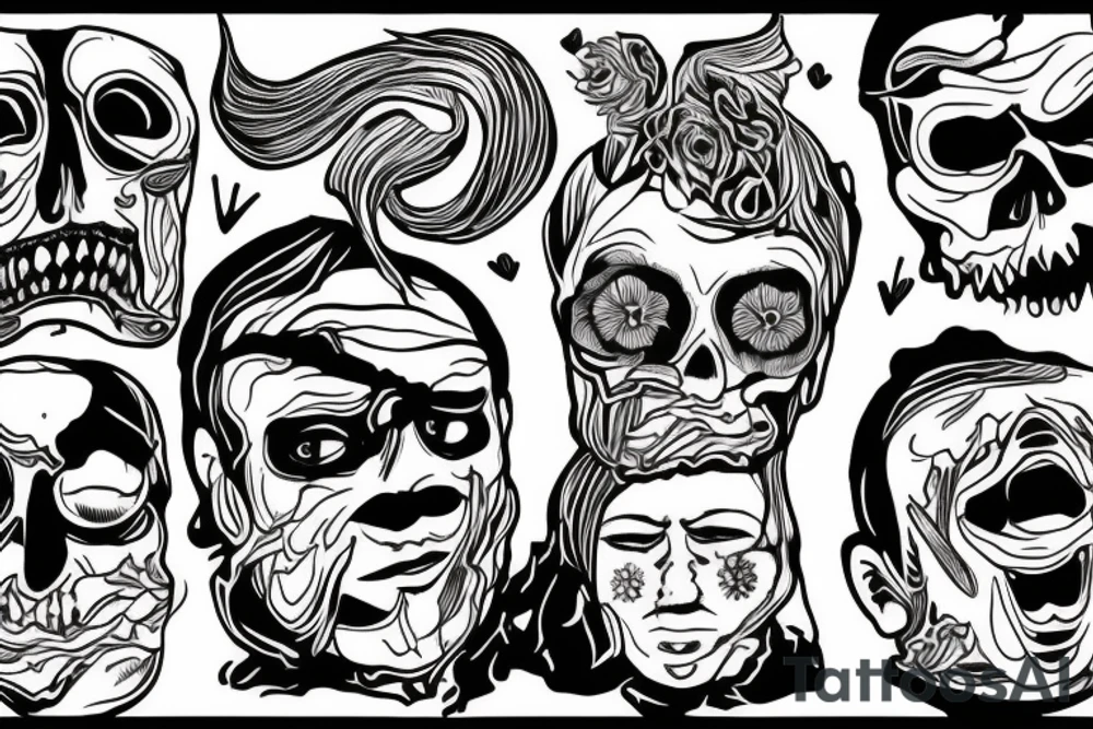 The face of the suffocating man in the package is a gloomy tattoo tattoo idea