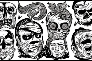 The face of the suffocating man in the package is a gloomy tattoo tattoo idea