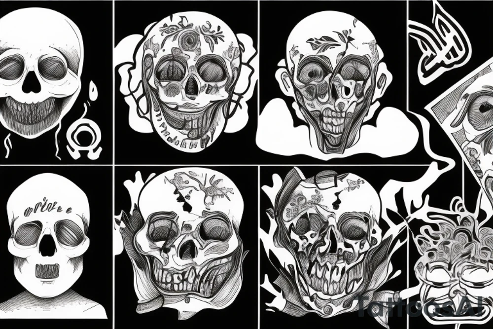 The face of the suffocating man in the package is a gloomy tattoo tattoo idea