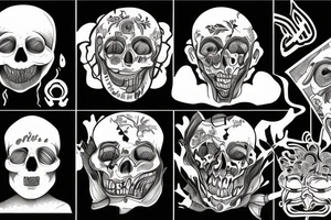 The face of the suffocating man in the package is a gloomy tattoo tattoo idea
