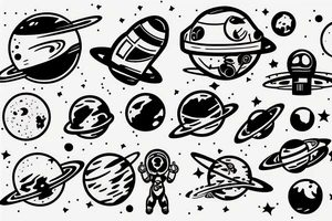 Space guy flying out of orbit tattoo idea
