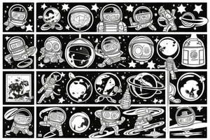 Space guy flying out of orbit tattoo idea
