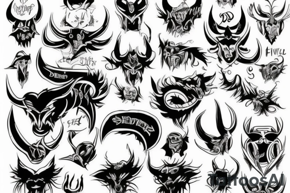devil on chair tattoo idea