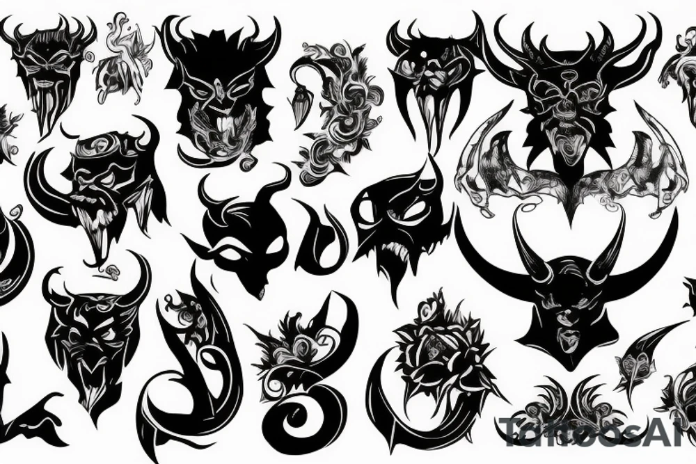 devil on chair tattoo idea