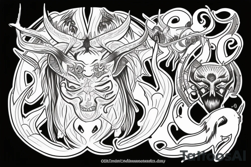 Asmodeus sigyl inside horned god simbol tattoo idea