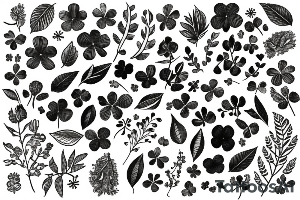Laurel Leaf & 
Clover tattoo idea