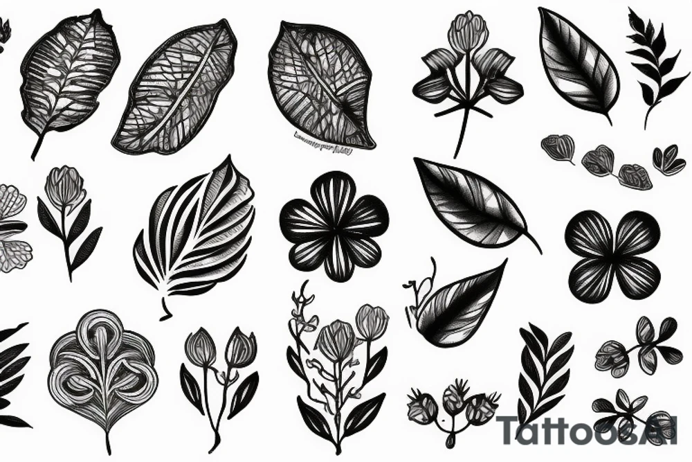 Laurel Leaf & 
Clover tattoo idea