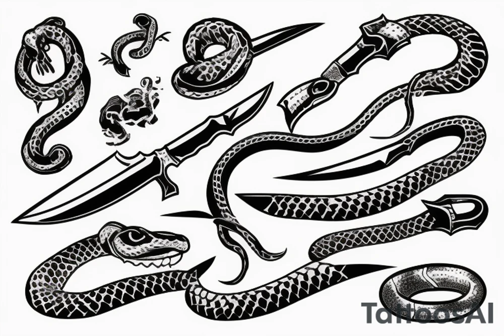 knife stabbing a snake tattoo idea