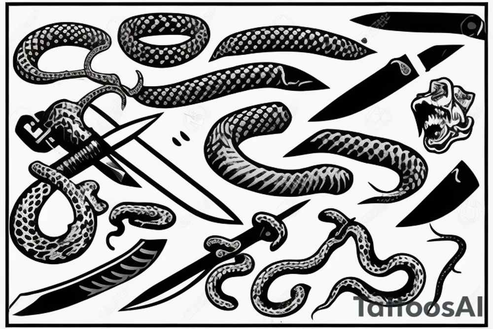 knife stabbing a snake tattoo idea