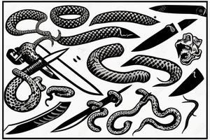 knife stabbing a snake tattoo idea