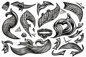 Waves with a trident coming out of it tattoo idea