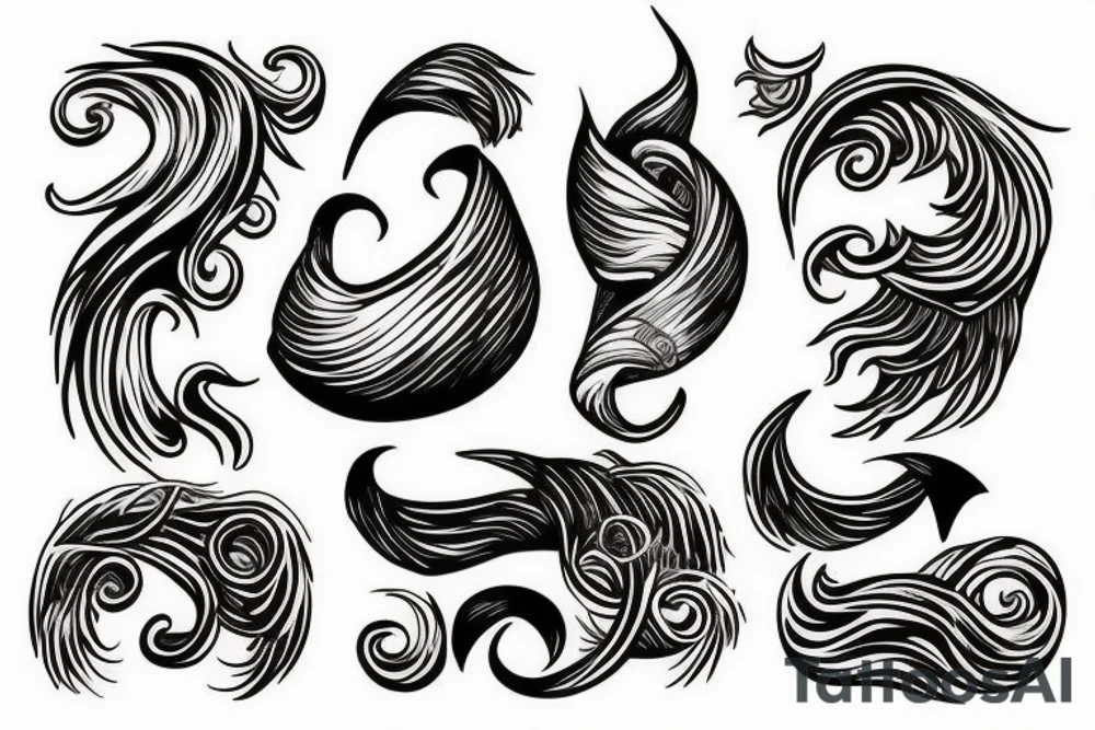 Waves with Poseidon’s trudent tattoo idea