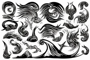 Waves with Poseidon’s trudent tattoo idea