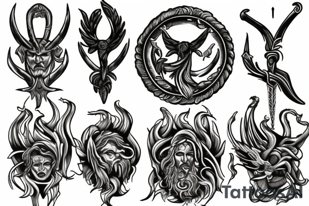 Poseidon’s trident tattoo idea