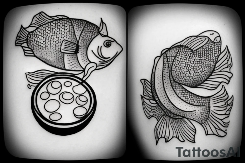 fish bowl with floating pills instead of a fish tattoo idea