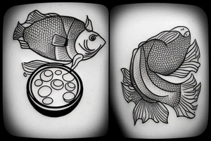 fish bowl with floating pills instead of a fish tattoo idea