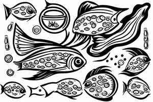 fish bowl with floating pills instead of a fish tattoo idea