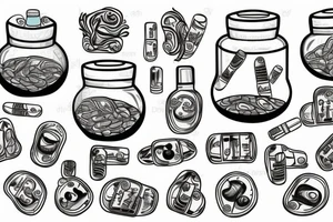 drug pills in a fishbowl tattoo idea