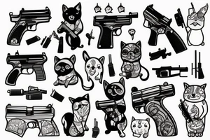 cute animals with guns tattoo idea
