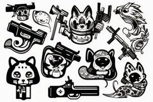 cute animals with guns tattoo idea