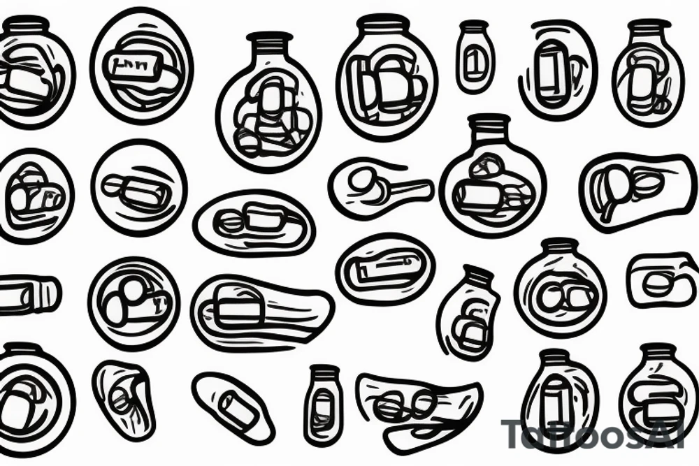 drug pills in a fishbowl tattoo idea
