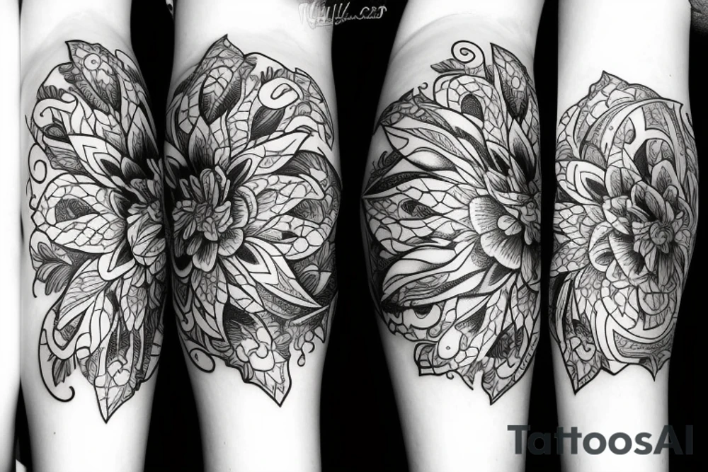 A wolf with flowers tattoo idea