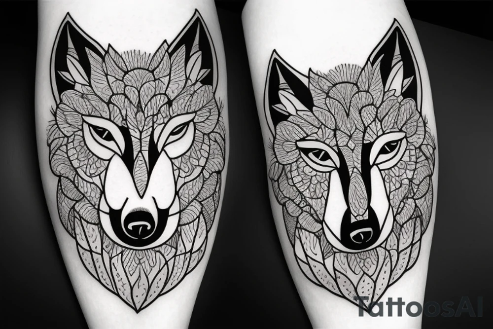 A wolf with flowers tattoo idea