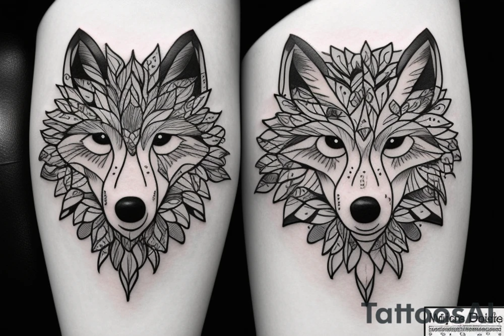A wolf with flowers tattoo idea