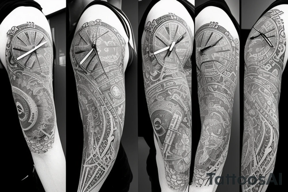 Clock half sleeve tattoo idea
