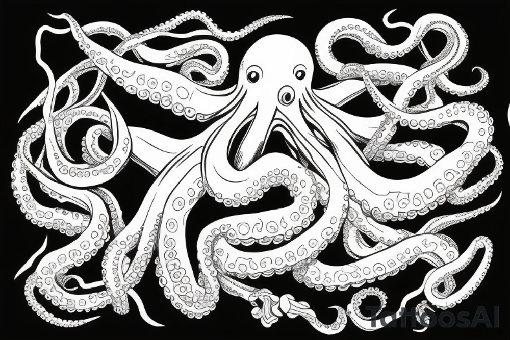 Octopus lifting weights tattoo idea