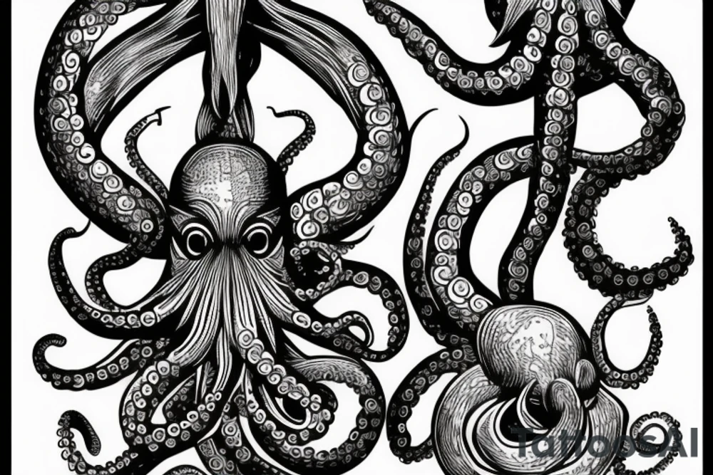Octopus lifting weights tattoo idea