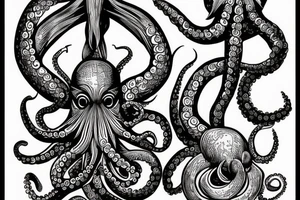 Octopus lifting weights tattoo idea