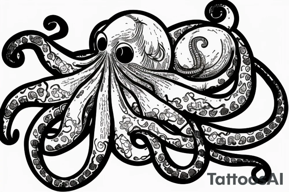 Octopus lifting weights tattoo idea