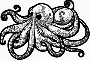 Octopus lifting weights tattoo idea