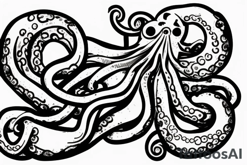 Octopus lifting a dumbbell tattoo idea