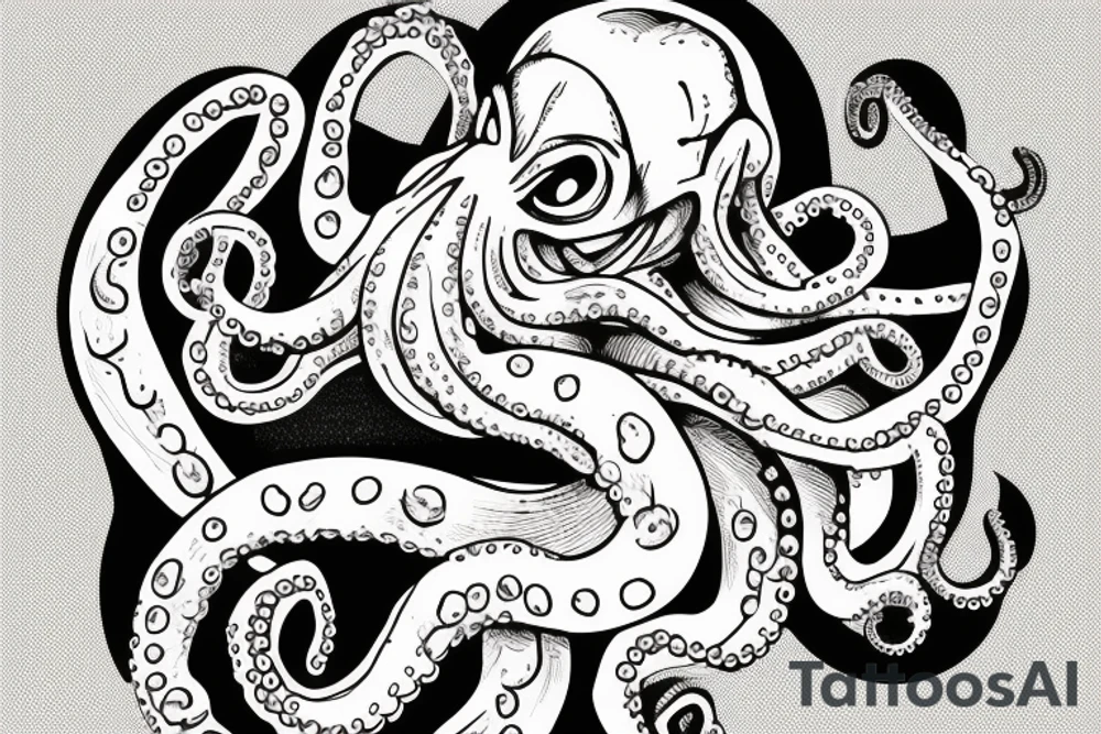 Octopus lifting a dumbbell tattoo idea