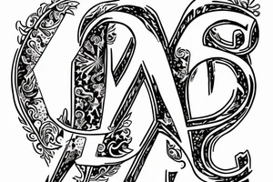 initial of j with a north star , fine line tattoo idea