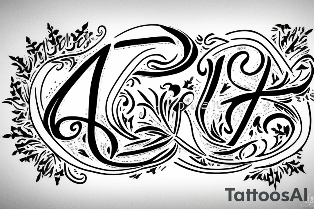initial of j with a north star , fine line tattoo idea