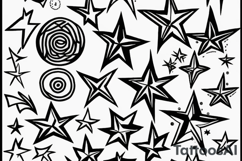 j with a north star , fine line tattoo idea