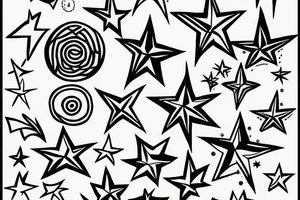 j with a north star , fine line tattoo idea