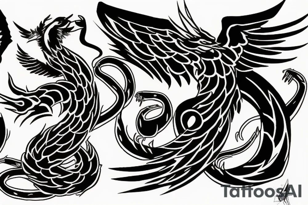 Phoenix killing a cobra tattoo idea