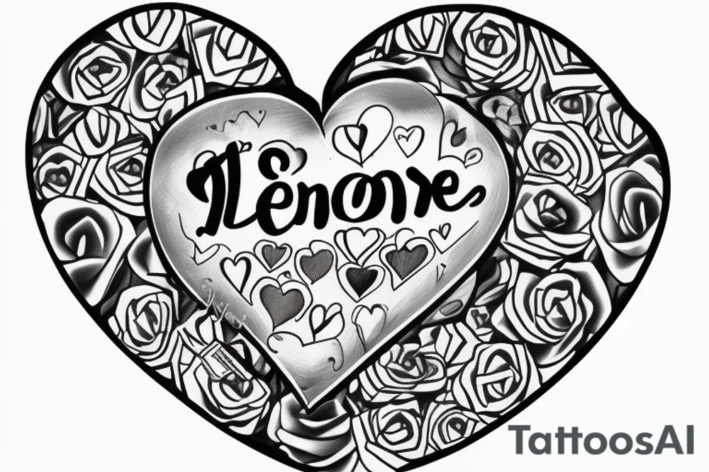 Teddybear holding a Heart with the word "Leonie" written Inside tattoo idea