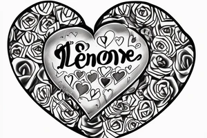 Teddybear holding a Heart with the word "Leonie" written Inside tattoo idea