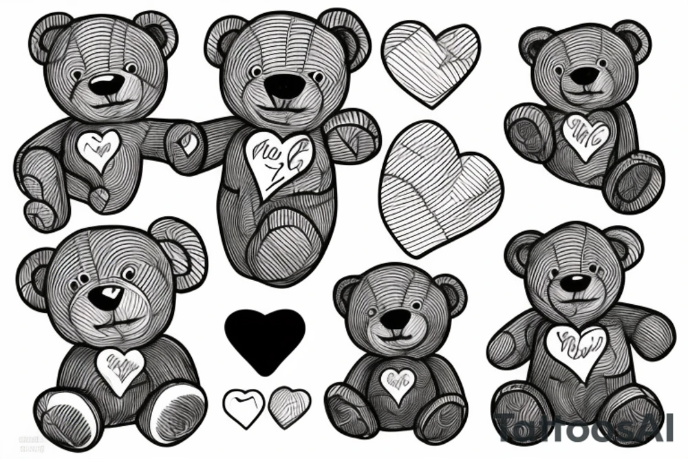Teddybear holding a Heart tattoo idea