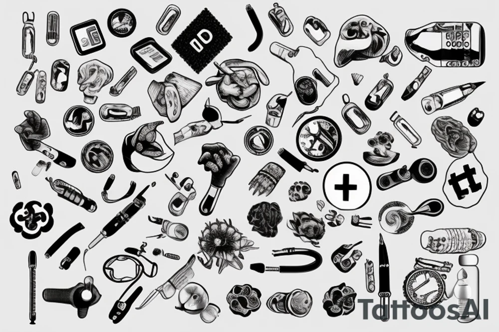 Type 1 Diabetes with medical symbol tattoo idea