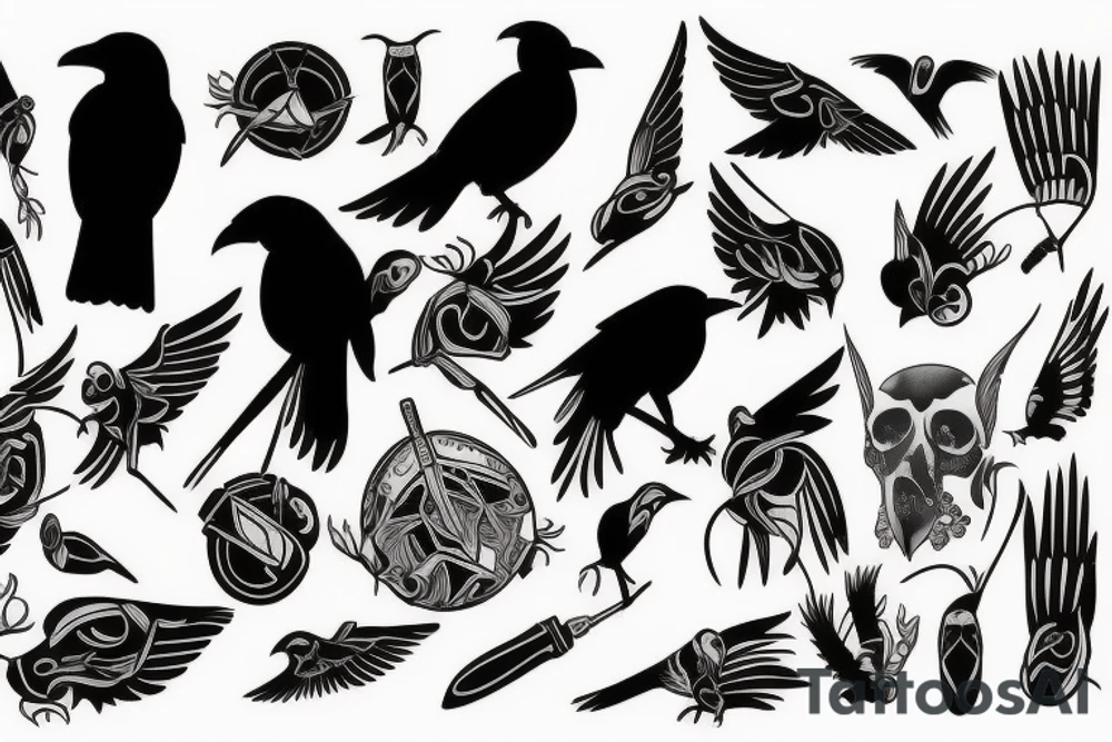 gear with crow tattoo idea