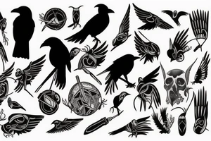 gear with crow tattoo idea