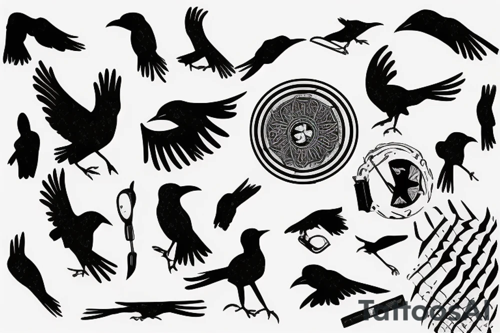 gear with crow tattoo idea